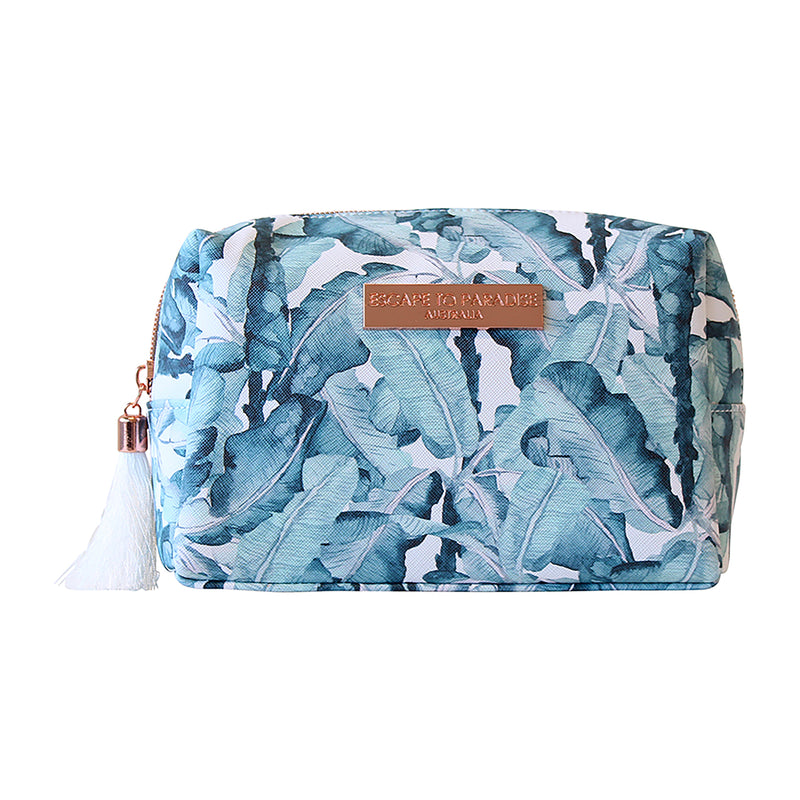 Saffiano Rectangle Boxy Cosmetic Bag-Bora Bora