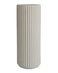 Ribbed Ceramic Vase-Beige-XXXL