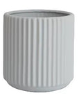 Ribbed Ceramic Vase-Grey-L