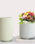 Ribbed Ceramic Vase-Grey-L