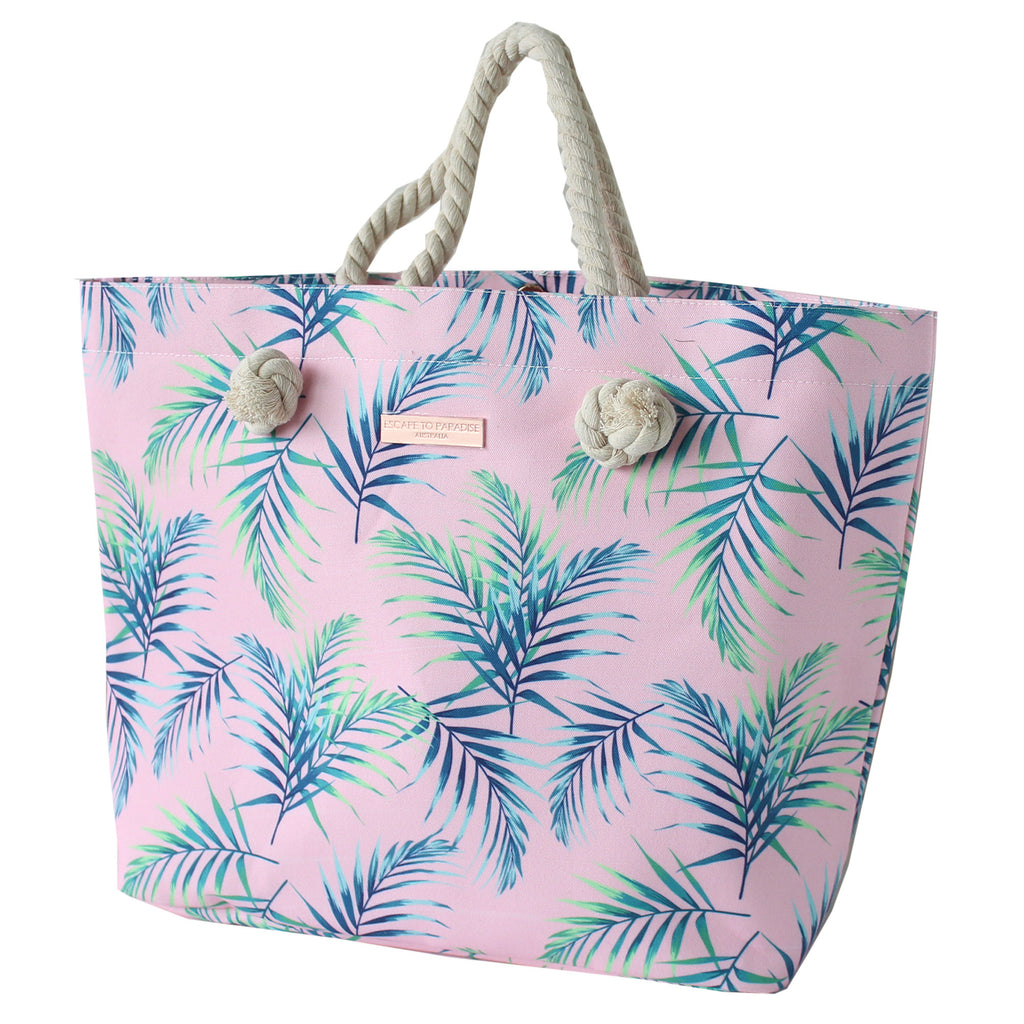 Rope Handle Beach Bag-Pretty Palms