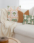 Cushion Cover-With Piping-Palm Mosaic White-60cm x 60cm