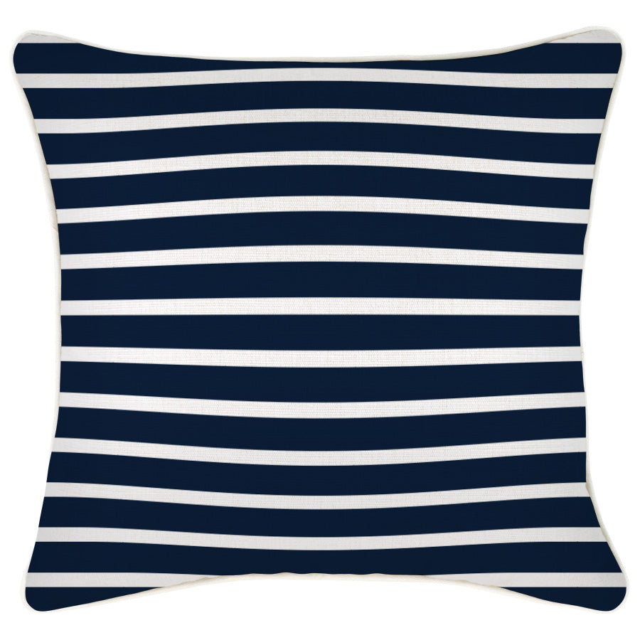 Cushion Cover- With Piping- Hampton Stripe Navy-45cm x 45cm