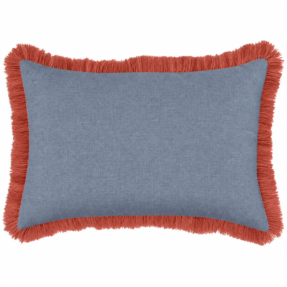 Cushion Cover-Coastal Fringe Coral-Solid Denim-35cm x 50cm