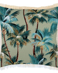 Cushion Cover-Coastal Fringe-Palm Trees Sage-60cm x 60cm