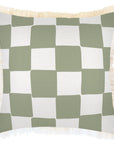 Cushion Cover-Coastal Fringe-Check Sage-45cm x 45cm