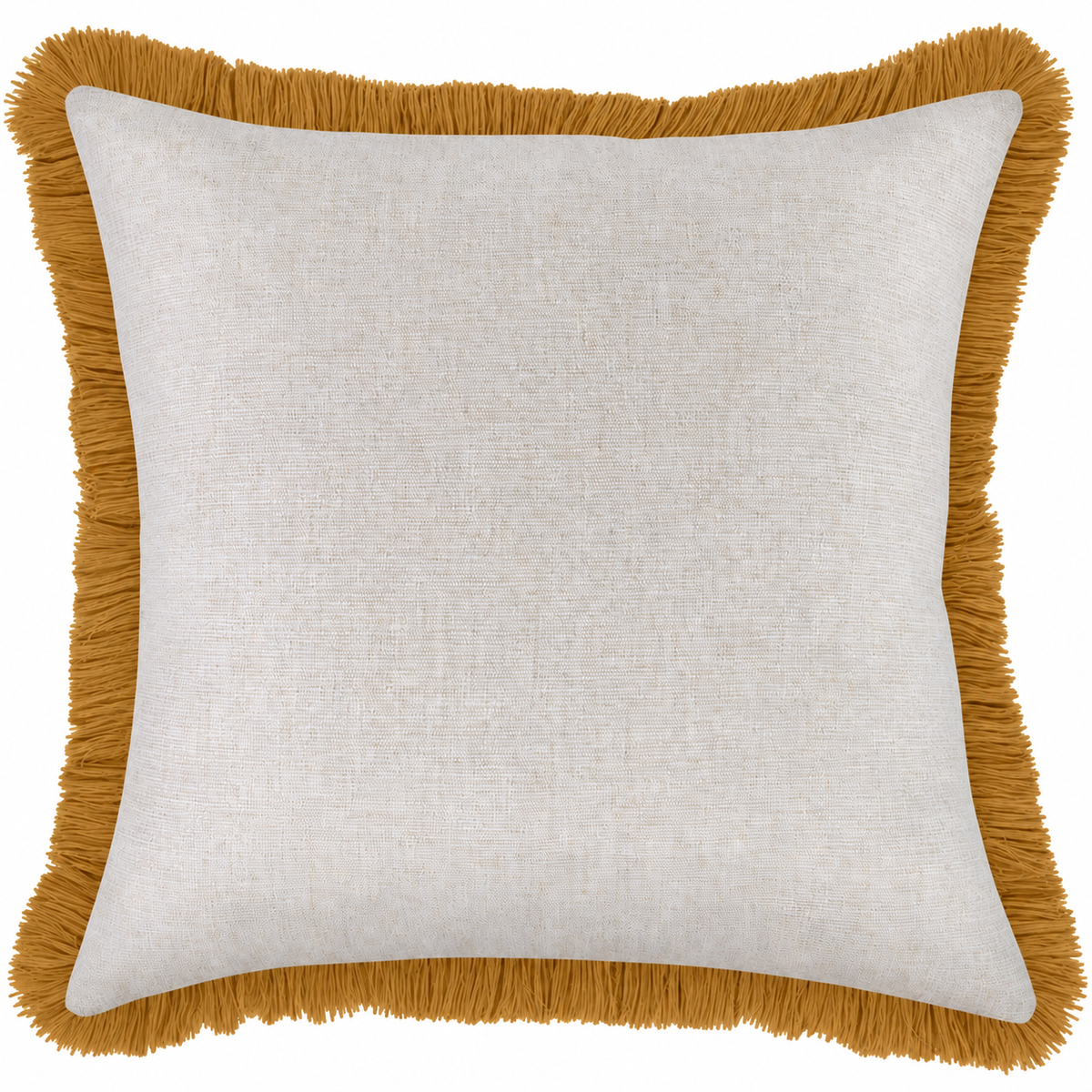 Cushion Cover-Coastal Fringe Mustard-Solid Natural-45cm x 45cm