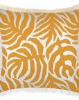Cushion Cover-Coastal Fringe-Casa Palms Gold White-60cm x 60cm