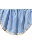 Round Bamboo Turkish Towel-Blue Stripe