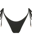 Thin Tie Side Bikini Bottom-Ribbed Black