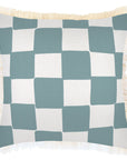 Cushion Cover-Coastal Fringe-Check Blue-45cm x 45cm
