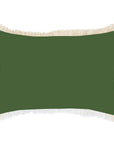 Cushion Cover-Coastal Fringe-Solid Dark Green White-35cm x 50cm