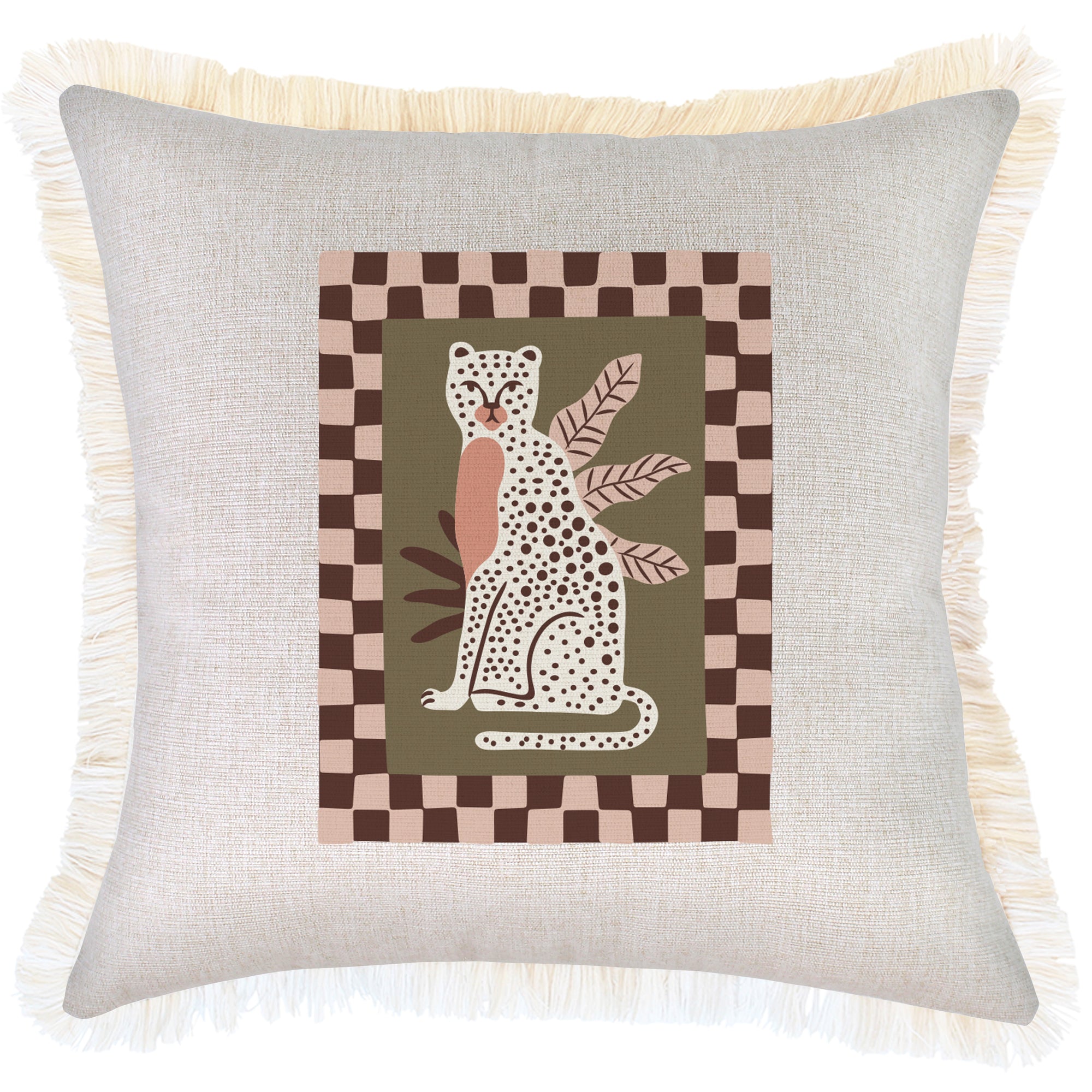Cushion Cover-Coastal Fringe-Jungle Cat-45cm x 45cm