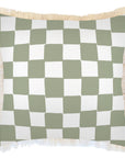 Cushion Cover-Coastal Fringe-Check Sage-60cm x 60cm