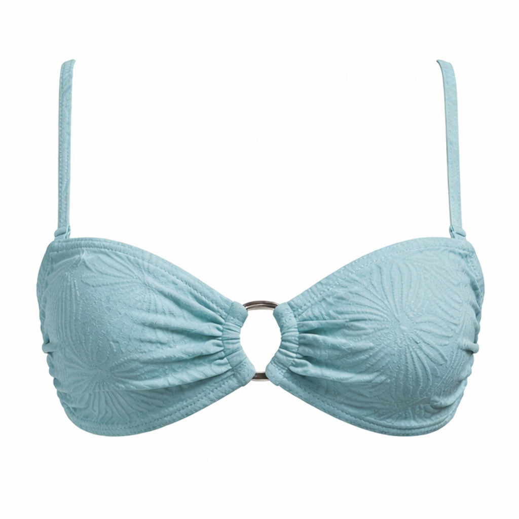 Bandeau Bikini Top-Embossed Mint Shells