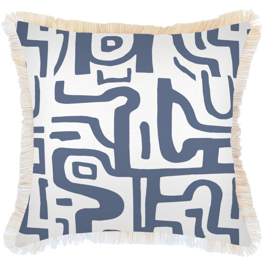 Cushion Cover-Coastal Fringe-Canggu Denim-60cm x 60cm