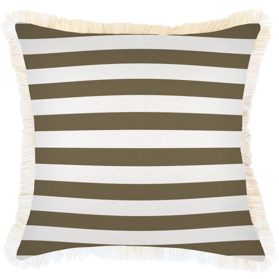Cushion Cover-Coastal Fringe-Villa Stripe Cactus-45cm x 45cm
