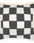 Cushion Cover-Coastal Fringe-Check Charcoal-45cm x 45cm