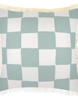 Cushion Cover-Coastal Fringe-Check Seafoam-45cm x 45cm
