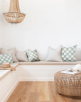 Cushion Cover-With Piping-Check Seafoam-35cm x 50cm