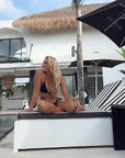 Triangle Bikini Top-Ribbed Black