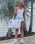 Striped Beach Bag-Lovely Lavender