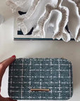 Large Tweed Jewellery Box-Light Blue
