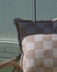 Cushion Cover-Coastal Fringe-Check Beige-60cm x 60cm