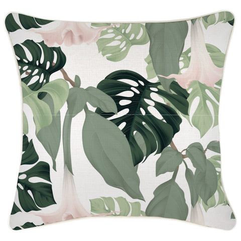 Cushion Cover-With Piping-Palm Trees White-45cm x 45cm