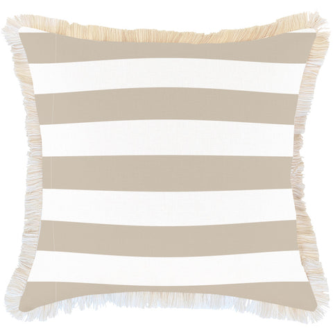 Cushion Cover-Coastal Fringe-Hampton Stripe Pale Blue-35cm x 50cm