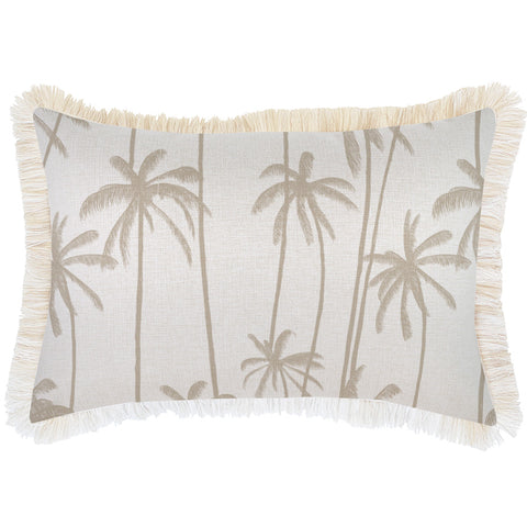 Cushion Cover-Coastal Fringe-Tall Palms Beige-60cm x 60cm