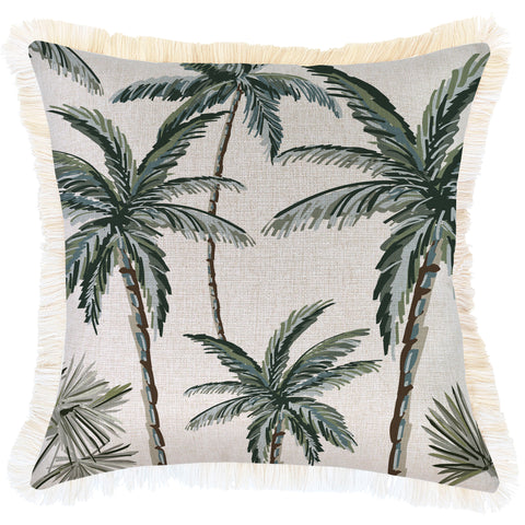 Cushion Cover-Coastal Fringe-Check Palm Kale-60cm x 60cm