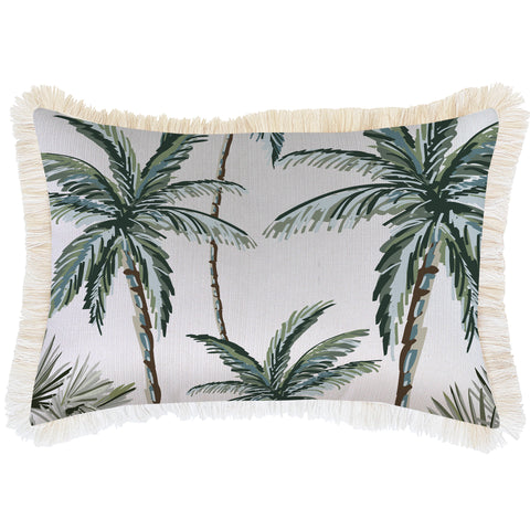 Cushion Cover-Coastal Fringe-Palm Tree Paradise Natural-60cm x 60cm