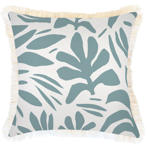 Cushion Cover-Boucle-No Piping-Cabana Palms Pale Blue-45cm x 45cm
