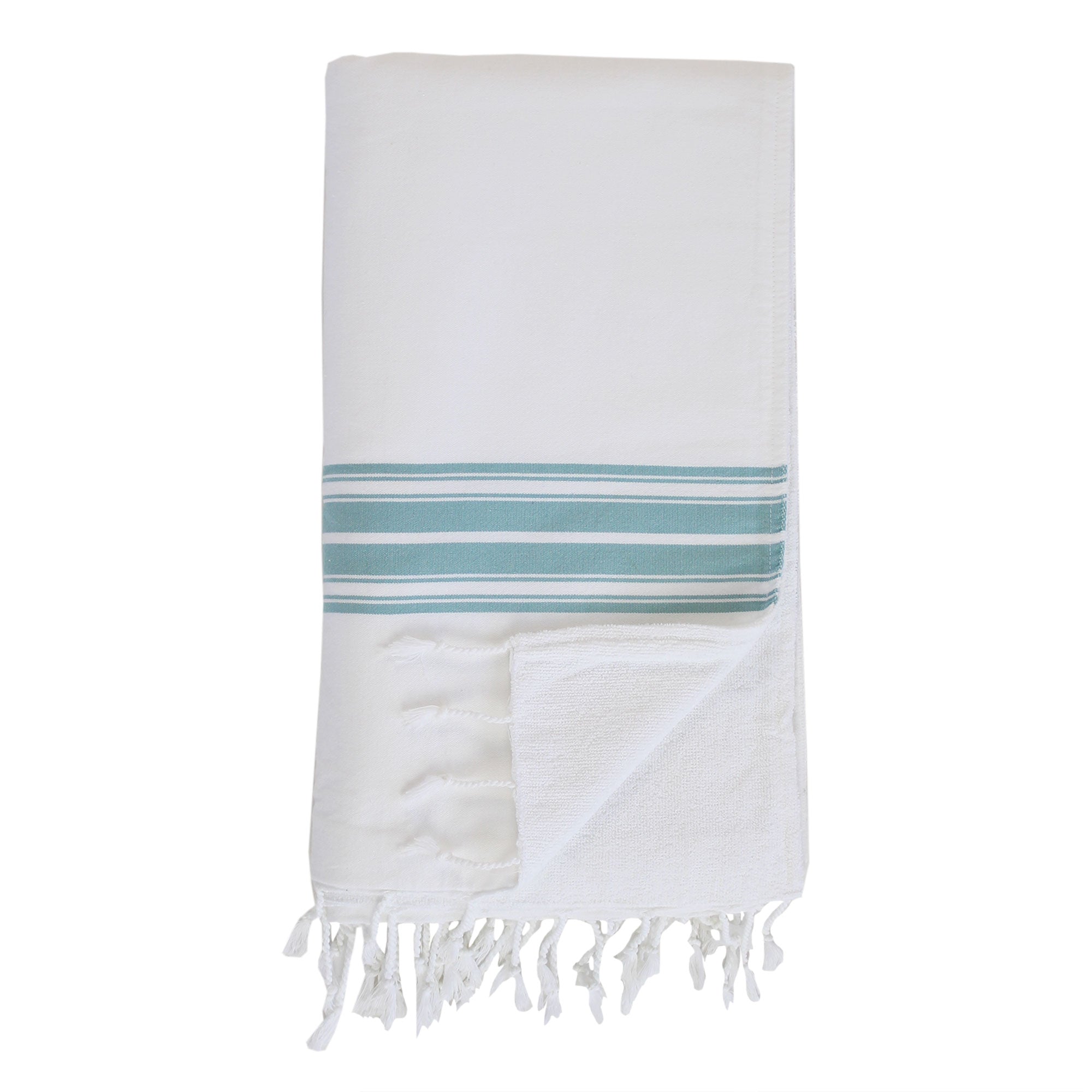 Double Sided Terry Bamboo Turkish Towel-Mint Stripe