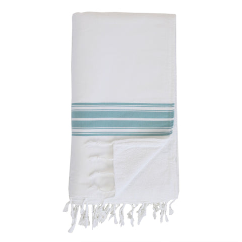 Round Bamboo Turkish Towel-Blue Stripe