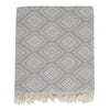 Extra Large Turkish Towel Throw-Light Grey Diamond-220cm x 192cm