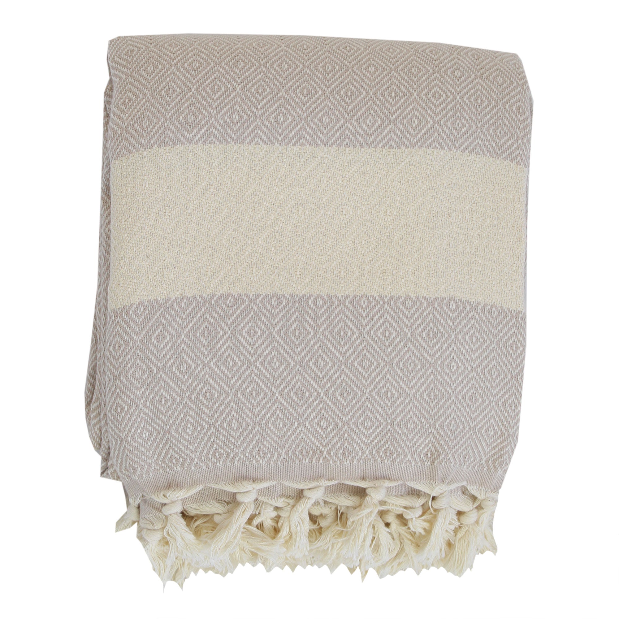 Extra Large Turkish Towel Throw-Cream Diamond-220cm x 192cm
