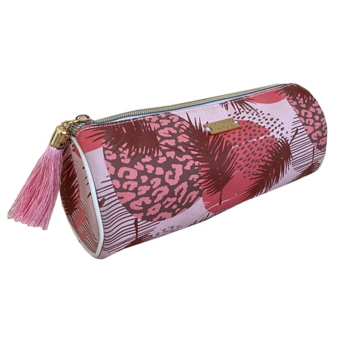 Saffiano Small Curved Cosmetic Bag-Atoll