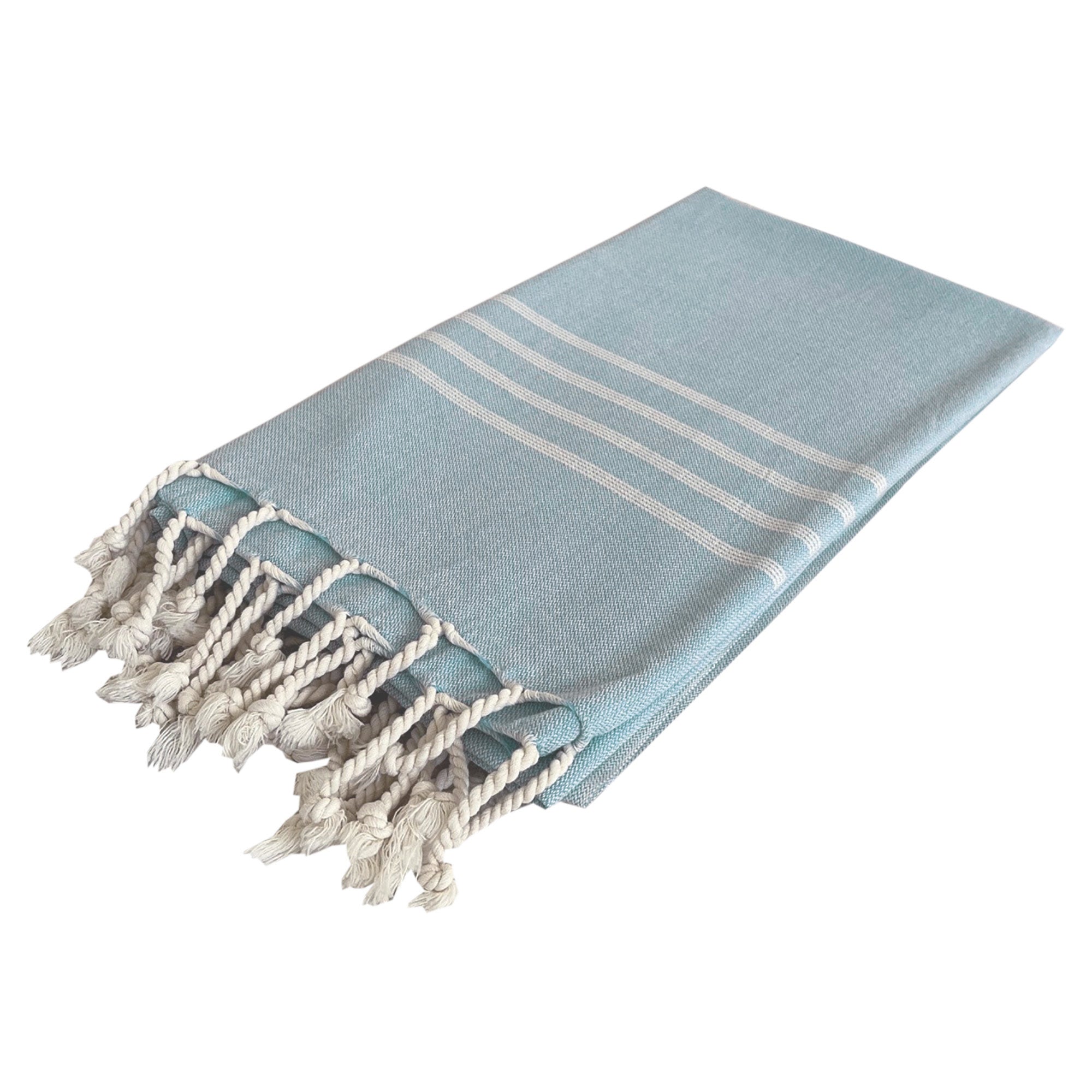Bamboo Turkish Towel-Pale Blue Stripe