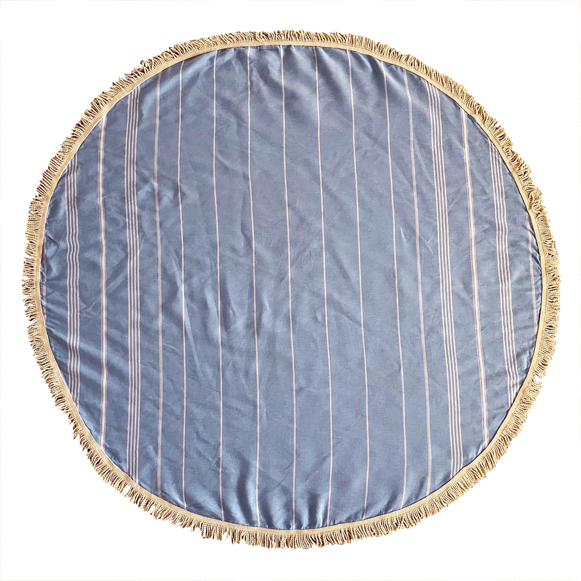 Round Bamboo Turkish Towel-Blue Stripe