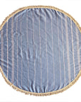 Round Bamboo Turkish Towel-Blue Stripe