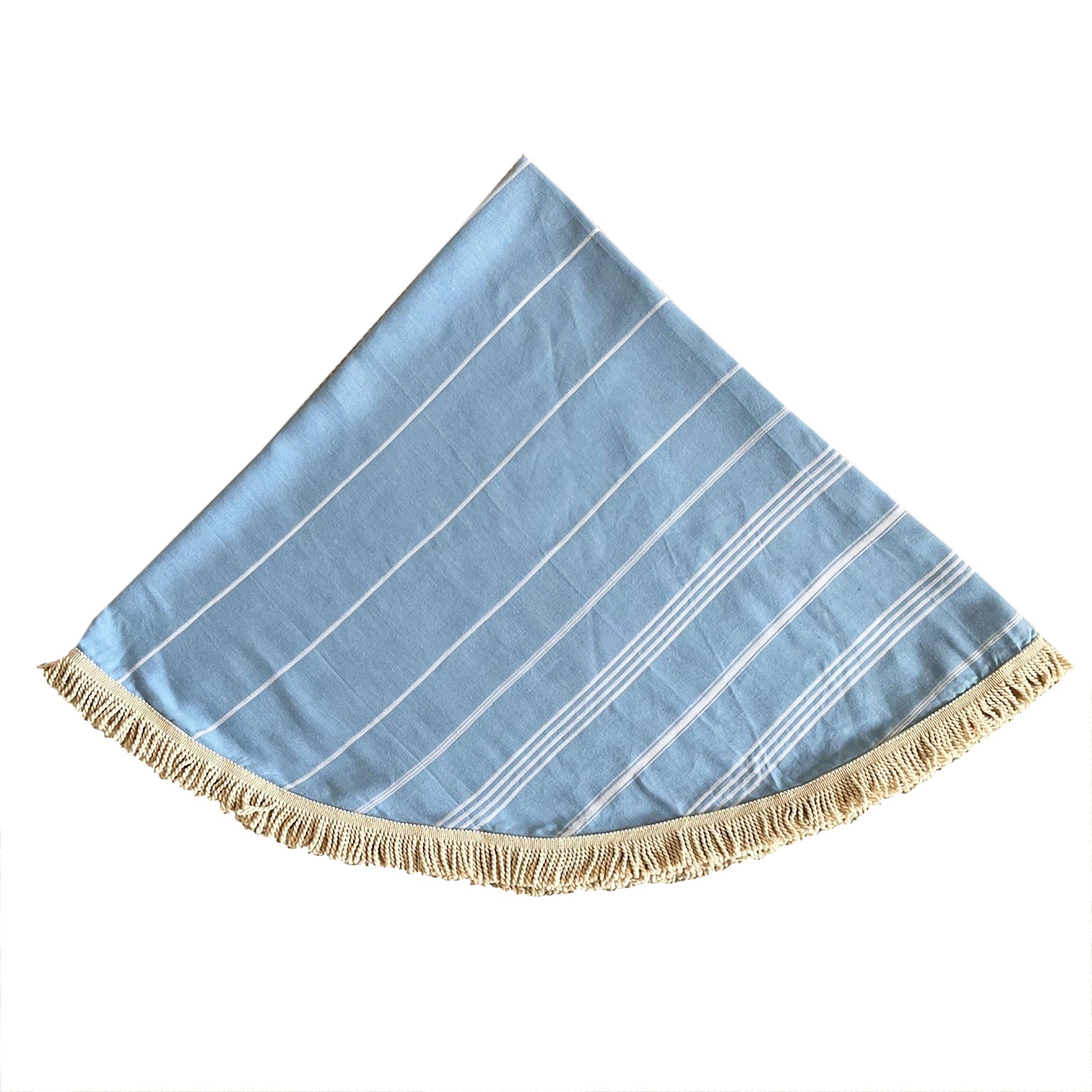 Round Bamboo Turkish Towel-Blue Stripe