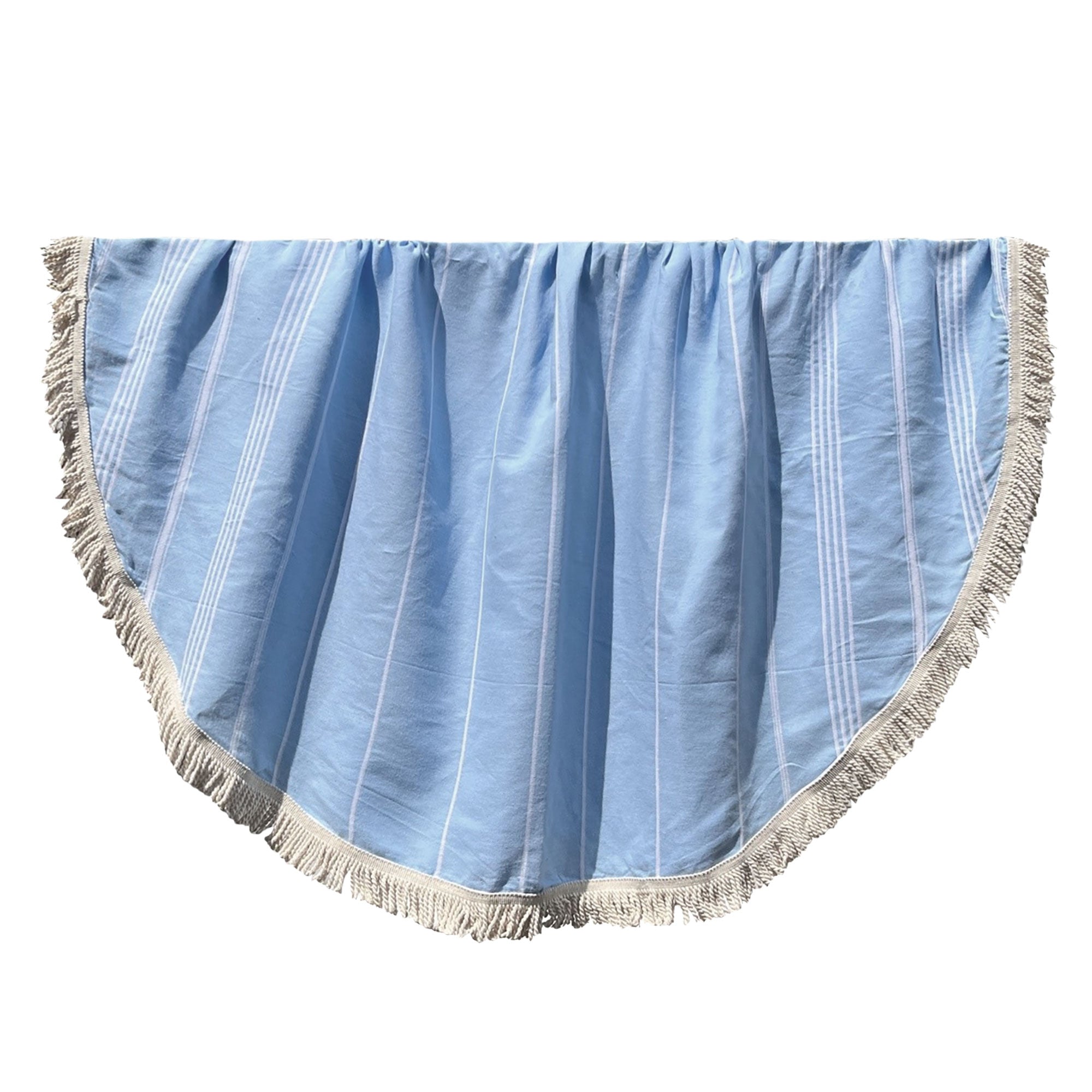 Round Bamboo Turkish Towel-Blue Stripe