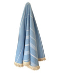 Round Bamboo Turkish Towel-Blue Stripe