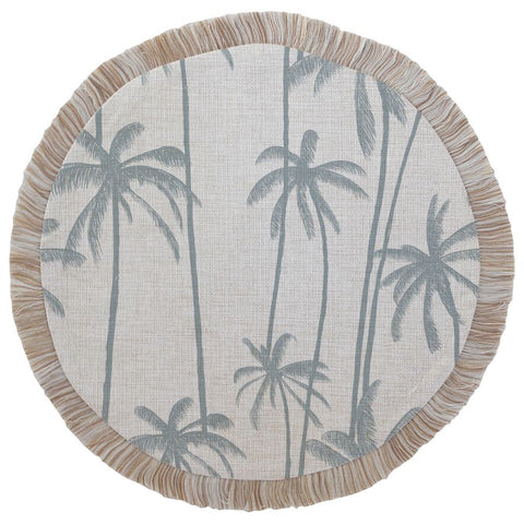 Round Placemat-Coastal Fringe-Tall Palms Beige-40cm